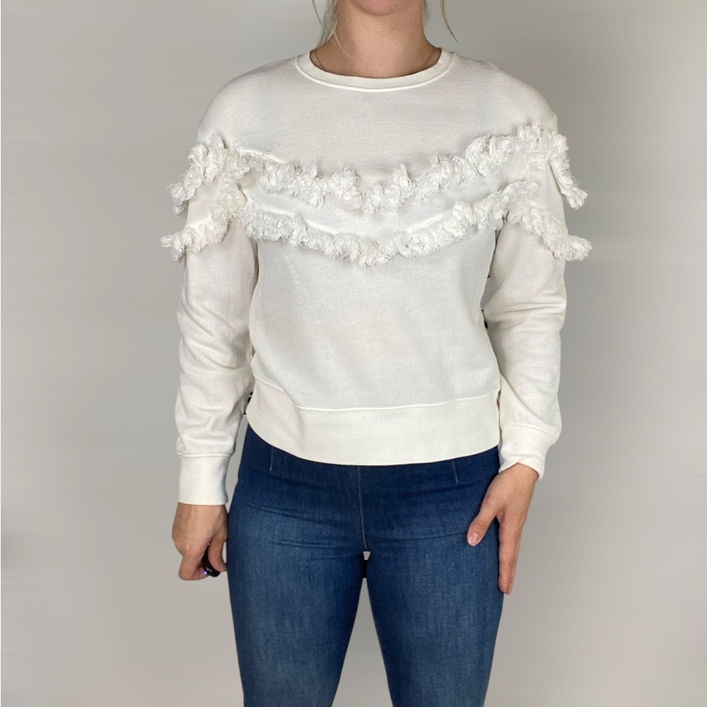 RAILS Kinsley Fringe White Sweatshirt Pullover‎ White Size Small Casual